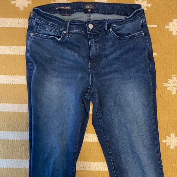 Size 10 NYDJ Marilyn Straight Leg Dark Blue Denim Jeans - Picture 2 of 6